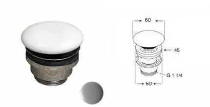 Донный клапан универсальный 1”1/4 с керамической крышкой GSG Ceramic Design PILTONUNIAR038, Fumo Matt