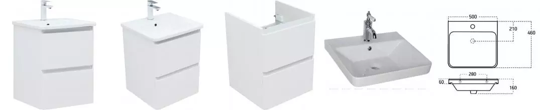 Тумба с раковиной «Aquanet» Эмбер 50 (Luxury 50 11050) подвесная белый матовый Тумба с раковиной «Aquanet» Эмбер 50 (Luxury 50 11050) подвесная белый матовый