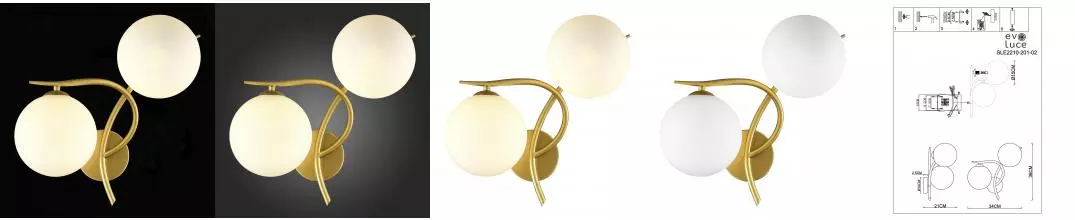 SLE2210-201-02 Светильник настенный Золотистый/Белый G9 LED 2*5W ARTU · Artu, Evoluce, SLE2210-201-02