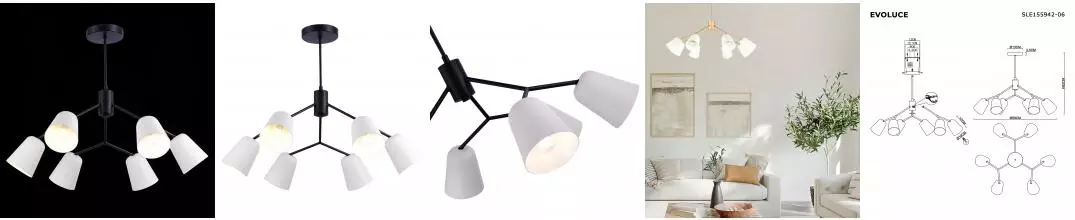 SLE155942-06 Светильник потолочный Черный/Белый E14 6*40W MARIO · Mario, Evoluce, SLE155942-06 SLE155942-06 Светильник потолочный Черный/Белый E14 6*40W MARIO · Mario, Evoluce, SLE155942-06