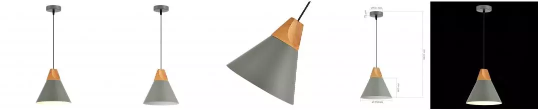 SLE125113-01 Светильник подвесной Серый/Серый, Светлое дерево E27 1*60W SLE125113-01 Светильник подвесной Серый/Серый, Светлое дерево E27 1*60W