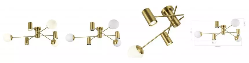 SLE1105-302-06 Светильник потолочный Латунь/Белый GU10+E27 3+3*5+60W SLE1105-302-06 Светильник потолочный Латунь/Белый GU10+E27 3+3*5+60W