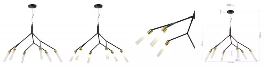 SLE1129-403-06 Светильник подвесной Черный, латунь/Белый G9 6*5W