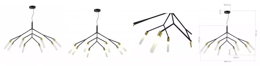 SLE1129-403-08 Светильник подвесной Черный, латунь/Белый G9 8*5W