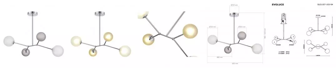 SLE1107-103-04 Светильник подвесной Хром/Белый, Серый G9 LED 4*5W 4000K MALTE · Malte, Evoluce, SLE1107-103-04