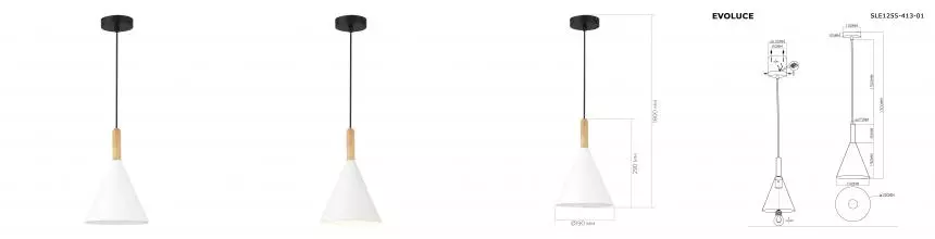 SLE1255-413-01 Светильник подвесной Черный/Белый E27 1*40W ARKET · Arket, Evoluce, SLE1255-413-01