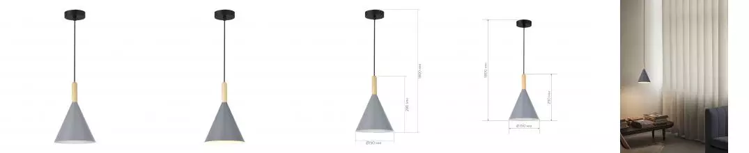 SLE1255-423-01 Светильник подвесной Черный/Серый E27 1*40W