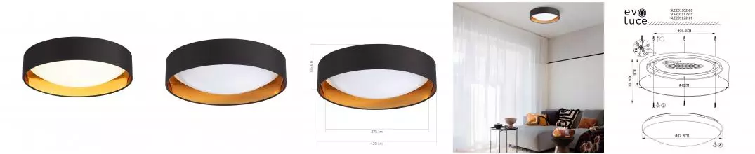 SLE201102-01 Светильник потолочный Черный, Золотистый/Белый LED 1*24W 4000K ORBIO · Orbio, Evoluce, SLE201102-01