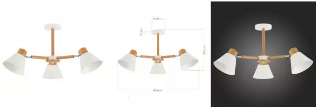 SLE103702-03 Светильник потолочный Светлое дерево, Белый/Белый E27 3*60W SLE103702-03 Светильник потолочный Светлое дерево, Белый/Белый E27 3*60W