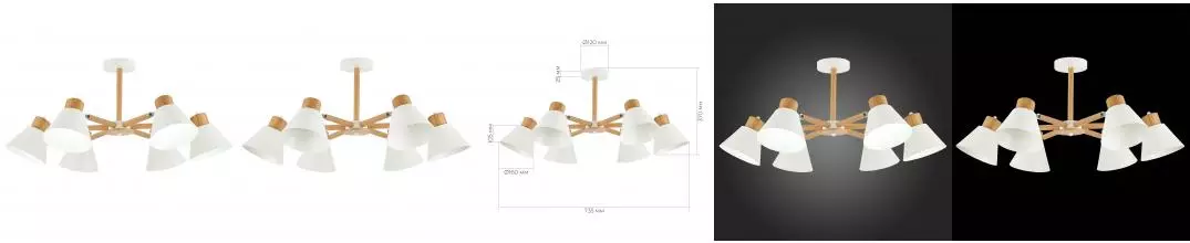 SLE103702-06 Светильник потолочный Светлое дерево, Белый/Белый E27 6*60W
