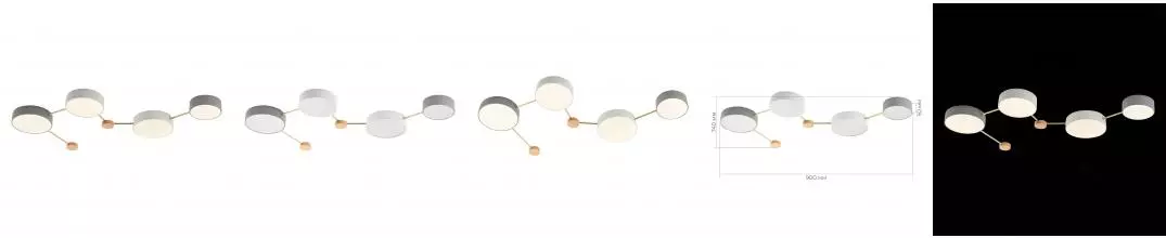 SLE600102-04 Светильник потолочный Золотистый, Светлое дерево/Белый, Серый LED 4*16,5W 4000K