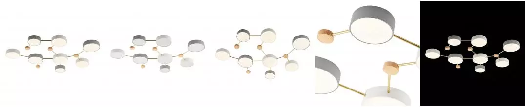 SLE600102-08 Светильник потолочный Золотистый, Светлое дерево/Белый, Серый LED 8*16,5W 4000K