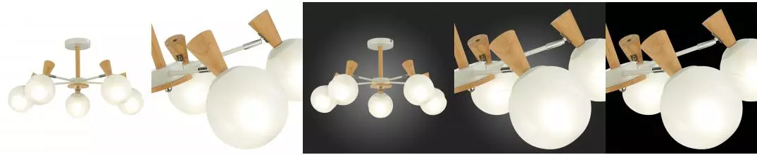 SLE220702-05 Светильник потолочный Белый, Светлое дерево/Белый E14 5*40W