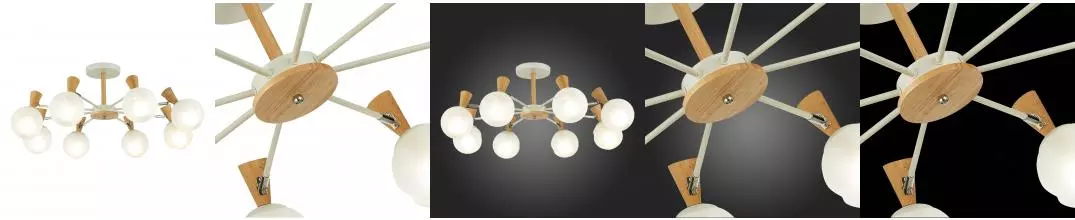 SLE220702-08 Светильник потолочный Белый, Светлое дерево/Белый E14 8*40W