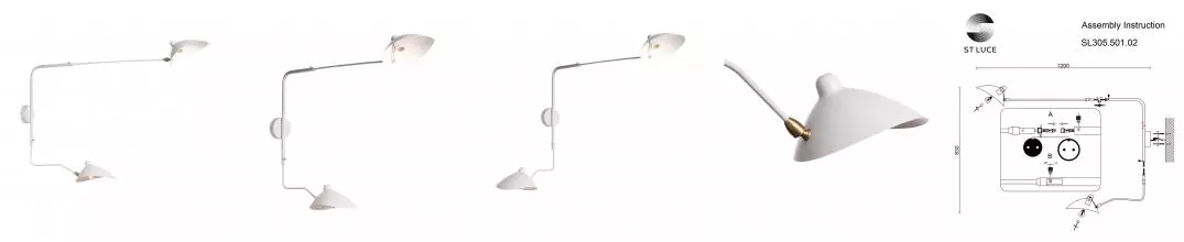 SL305.501.02 Светильник настенный ST-Luce Белый/Белый E27 2*60W SPRUZZO · Spruzzo, St Luce, SL305.501.02