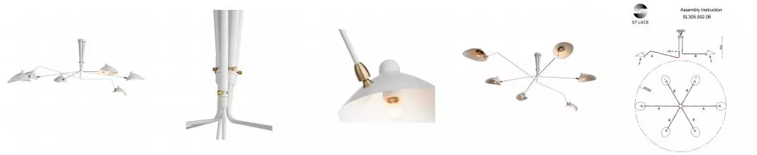 SL305.502.06 Люстра потолочная ST-Luce Белый/Белый E27 6*60W SPRUZZO · Spruzzo, St Luce, SL305.502.06