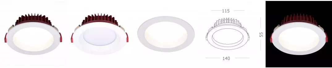 ST752.538.18 Светильник встр. Белый LED 1*18W 3000K 1 440Lm Ra80 100° IP44 D140xH52 100-240VV