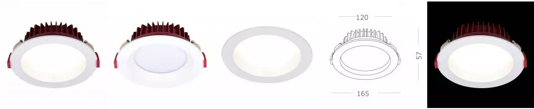 ST752.538.24 Светильник встр. Белый LED 1*24W 3000K 1 920Lm Ra80 100° IP44 D165xH54 100-240VV