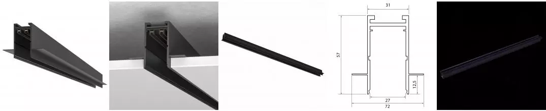 ST021.419.00 Шинопровод SKYLINE 220 встраиваемый ST-Luce Черный Длина 1 000мм