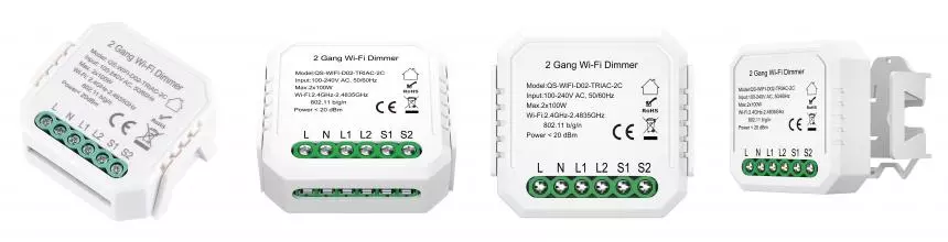 ST9000.500.02C WI-FI реле 2 канала, 2x150W,IP20, L46xW46xH18,230V, Белый