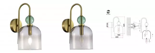 SL2000.211.01 Бра ST-Luce Золотистый/Дымчатый E14 1*40W GEA · Gea, St Luce, SL2000.211.01