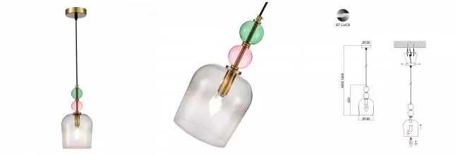 SL2000.223.01 Подвес ST-Luce Золотистый/Розовый E14 1*40W GEA · Gea, St Luce, SL2000.223.01