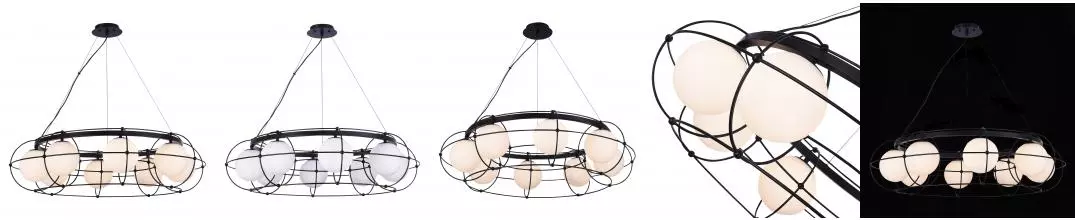 SL1189.403.08 Люстра подвесная ST-Luce Черный/Опал G9 8*5W