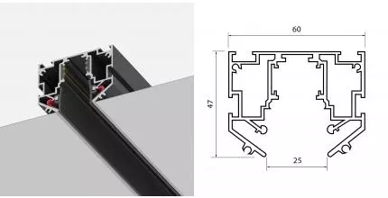 ST039.429.00 Шинопровод 48 под натяжной потолок  ST-Luce Черный Длина 2 000мм