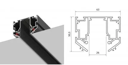 ST040.429.00 Шинопровод 220 под натяжной потолок  ST-Luce Черный Длина 2 000мм