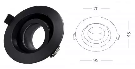ST255.408.01 Светильник встр. Черный GU10 1*50W  IP65 D95xH45 220V Без ламп