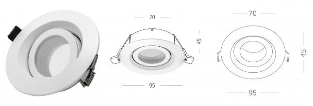 ST255.508.01 Светильник встр. Белый GU10 1*50W  IP65 D95xH45 220V Без ламп