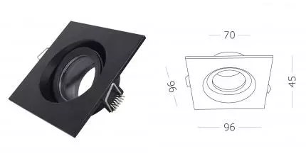 ST255.418.01 Светильник встр. Черный GU10 1*50W  IP65 L96xW96xH45 220V Без ламп