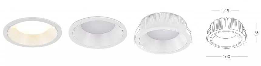 ST755.538.18 Светильник встр. Белый LED 1*18W 3000K 1 620Lm Ra80 120° IP20 D160xH60 100-240V