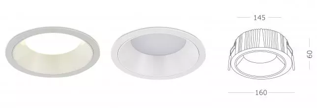 ST755.548.18 Светильник встр. Белый LED 1*18W 4000K 1 620Lm Ra80 120° IP20 D160xH60 100-240V