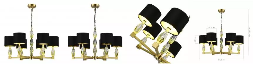 SL1759.303.06 Люстра подвесная ST-Luce Латунь/Черный E14 6*40W