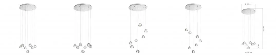 SL6017.101.07 Светильник подвесной ST-Luce Хром/Прозрачный с пузырьками воздуха LED 7*3W 3000K