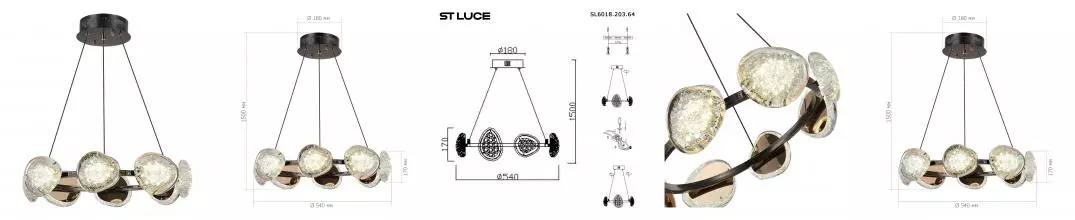 SL6018.203.64 Светильник подвесной ST-Luce чёрный/ золотистый / прозрачный LED 1*64W 4000K