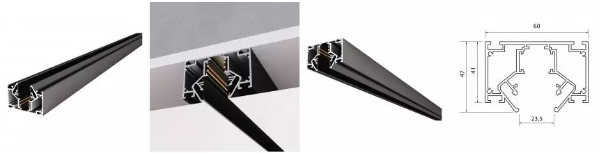 ST047.429.00 Профиль для монтажа SKYLINE 48 под натяжной потолок ST-Luce Чёрный Длина 2000мм