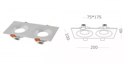 ST259.508.02 Светильник встр. Белый GU10 2*50W IP44 L100xW200xH40 -V Без ламп