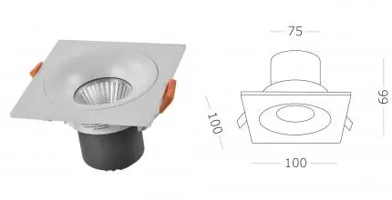 ST259.538.10 Светильник встр. Белый LED 1*10W 3000K 700Lm Ra>90 60° IP44 L100xW100xH66 85-265V