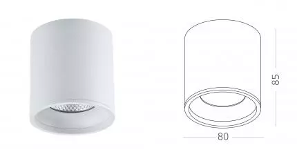 ST165.542.12 Светильник потолочный Белый LED 1*12W 4000K 840Lm Ra>90 36° IP44 D80xH85 85-265V
