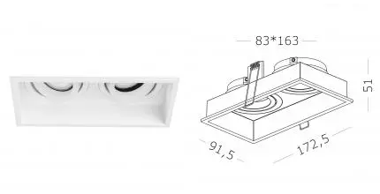 ST261.518.02 Светильник встр. Белый GU10 2*50W IP20 L91,5xW17,2xH5,2 220V Без ламп