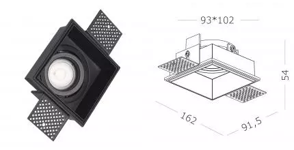 ST262.418.01 Светильник встр. Черный GU10 1*50W IP20 L91,5xW91,5xH5,2 220V Без ламп