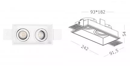 ST262.518.02 Светильник встр. Белый GU10 2*50W IP20 L91,5xW17,2xH5,2 220V Без ламп