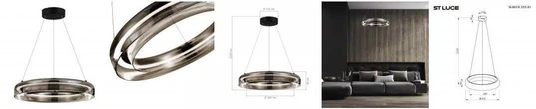 SL6019.333.01 Светильник подвесной ST-Luce Чёрный/Дымчатый, Белый LED 1*36W 3000K