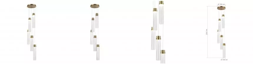 SL6236.303.05 Светильник подвесной ST-Luce Латунь/Прозрачный LED 5*12W 4000K
