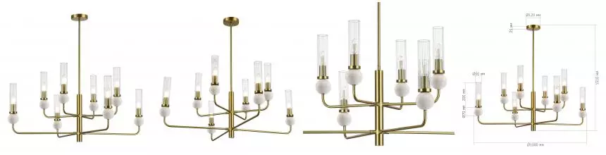 SL1244.303.08 Светильник подвесной ST-Luce латунь/прозрачный E14 8*40W