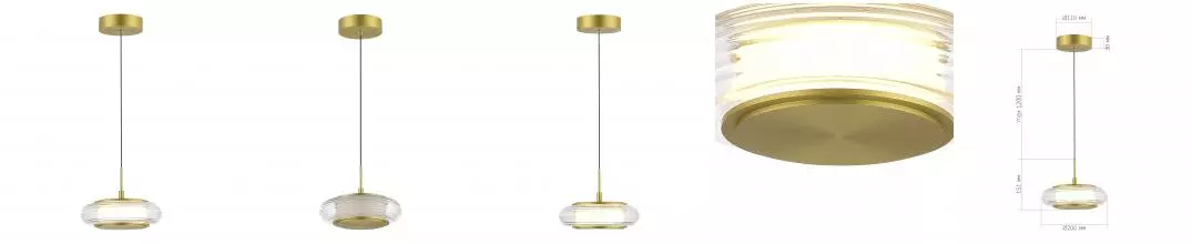 SL6239.203.01 Светильник подвесной ST-Luce золото/прозрачный LED 1*7W 3000K