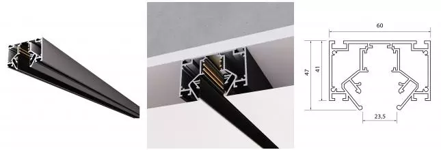 ST047.429.02 Профиль для мон под натяжной потолок  ST-Luce Черный Длина 2 000мм (Заглушки 2+2 в ком)