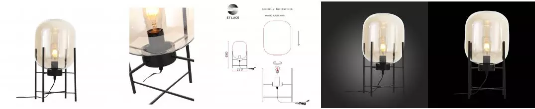 SL1050.505.01 Прикроватная лампа ST-Luce Чёрный/Коньячный E27 1*40W (из 2-х коробок)